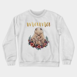 Watercolor Mothers Day Mama Bear with Cub and Flowers Crewneck Sweatshirt